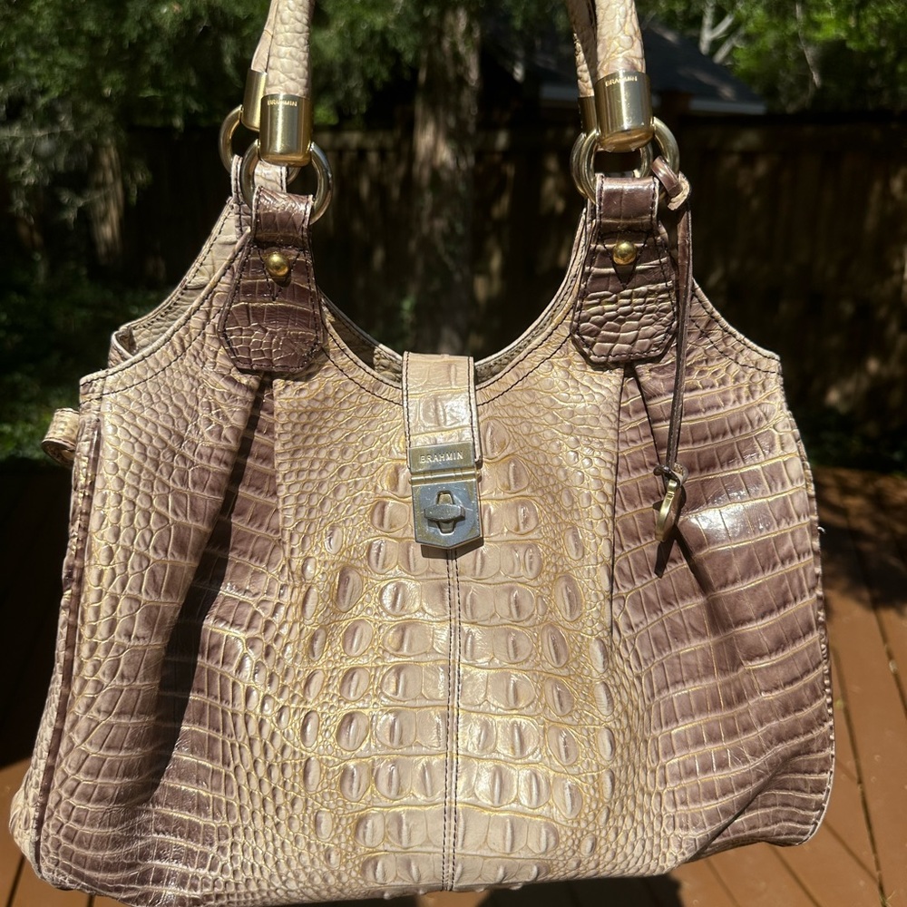 Brahmin Sesame Ombré gently used satchel